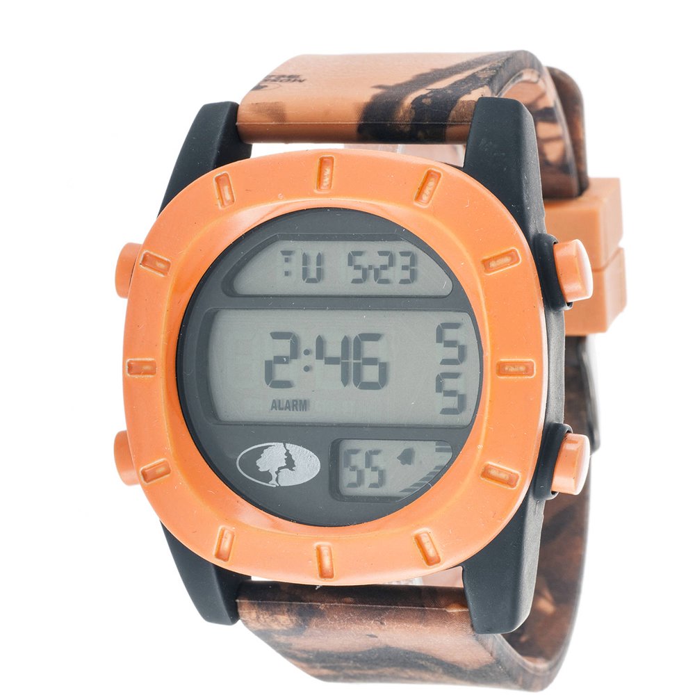 Mossy Oak Women's Digital Watch, Orange Camo PU Leather Strap