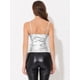 thumbnail image 4 of Camiseta holográfica sin mangas con parte superior de tirantes brillante para mujer Plata S, 4 of 5