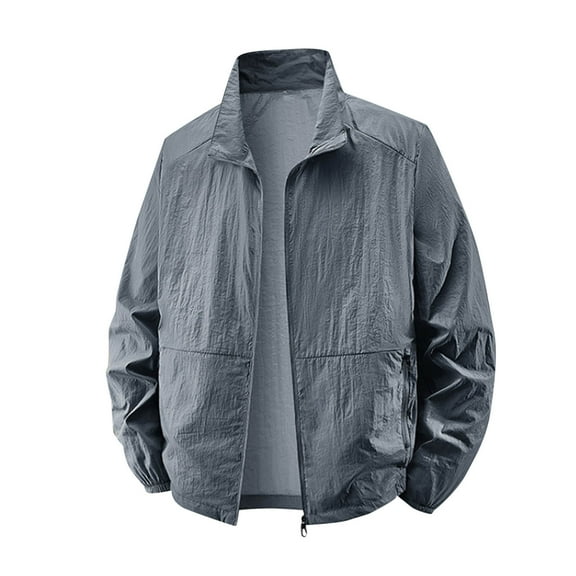 Tauxra Outerwear for Men,Men's Big and Tall Thin Sports Casual Coat Loose Mountaineering Outdoor Hoodless Long Sleeve Lightweight Jackets
