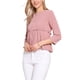 thumbnail image 4 of TOP Peplum CHIC para Mujer con Cuello Redondo, Manga 3/4, Blusas con Volantes XL Rosa, 4 of 6