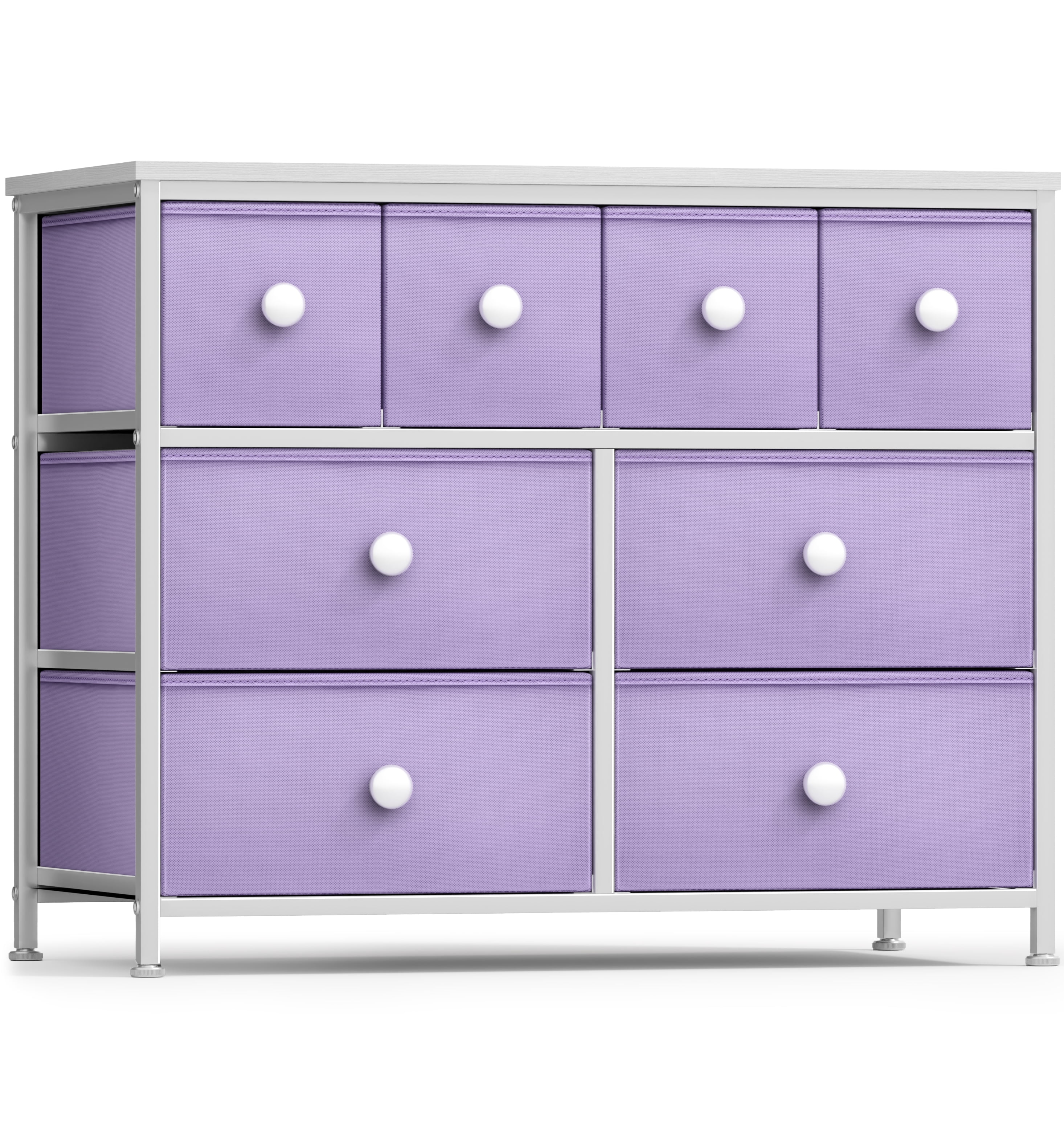 Sorbus Fabric Dresser for Kids Bedroom - Chest of 8 Drawers, Storage Tower, Clothing Organizer, for Closet, for Playroom, for Nursery, Steel Frame, Fabric Bins - Knob Handle (Pastel Purple)