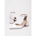 thumbnail image 2 of Women's Pointed Toe D'Orsay Adjustable Ankle Strap Block Heel Satin Dress Pumps for Bridal Wedding Party Office Daily Wear, 2 of 6