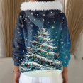 thumbnail image 5 of Women's Fashion Casual Sweater Zipper Cardigan, Christmas Themed Print Plush Hooded Jacket for Seasonal Holiday Cheer and Style,Blue,2XL, 5 of 6