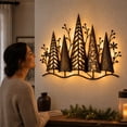 thumbnail image 4 of Christmas Metal Tree Forest Wall Decor Vintage Perforated Sculpture with Warm Lighting for Indoor Seasonal Wall Accent, 4 of 6