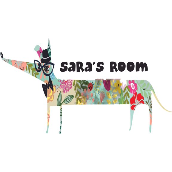 Floral Cool Shades Dog Hotdog Customized Wall Decal - Custom Vinyl Wall Art - Personalized Name - Baby Girls Boys Kids Bedroom Wall Decal Room Decor Wall Stickers Decoration Size (12x20 inch)