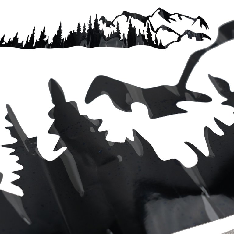 BCSMMCAR Tree Mountain Forest Vinyl Decal Sticker – 190x32cm Gloss Black For Car, Truck, RV