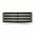 thumbnail image 3 of Titanium Polished 8mm Black IP-plated with Satin Stripes Band Ring 9 Size, 3 of 6