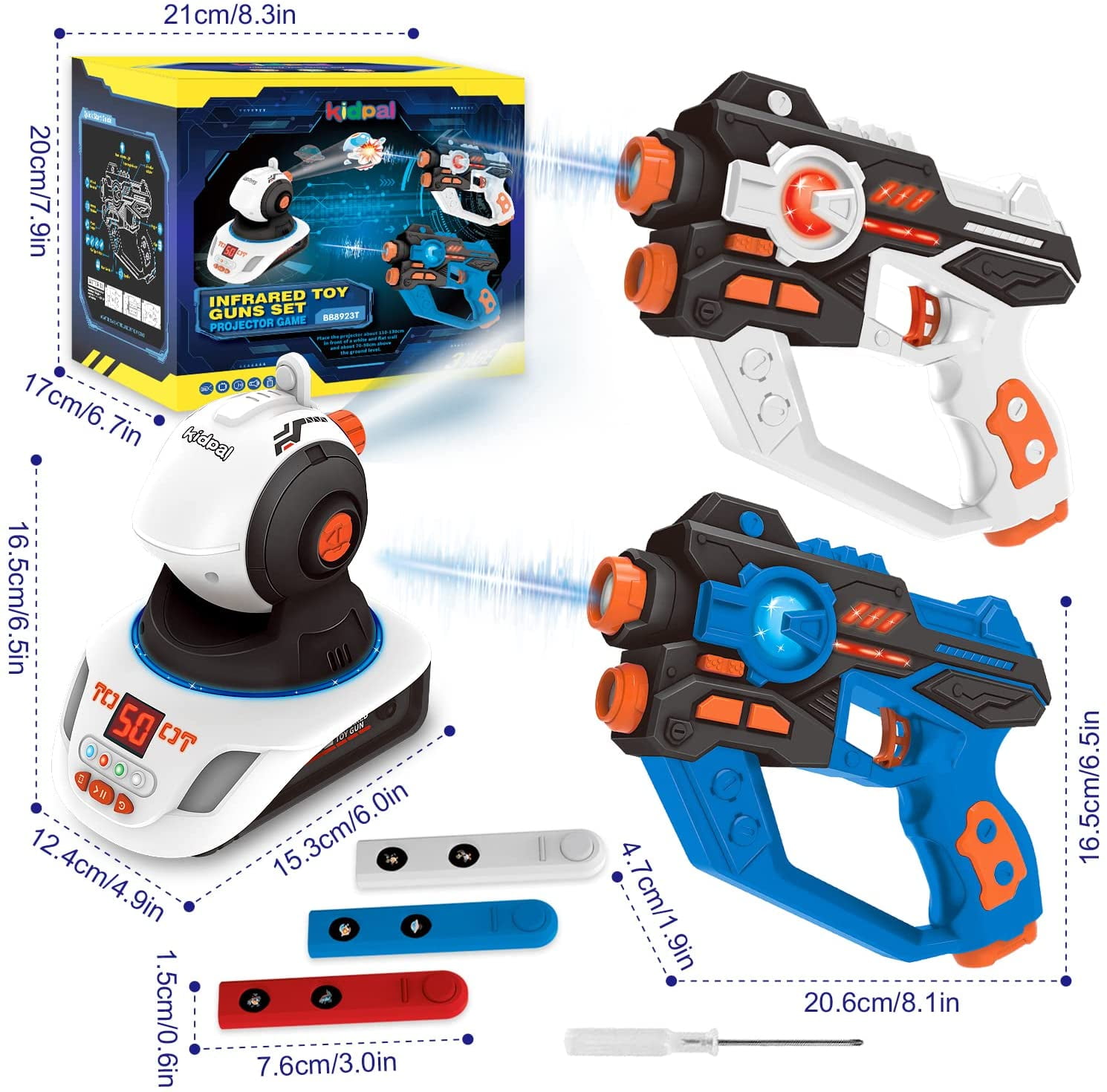 Laser Tag Gun Set , Rechargeable Laser Gun with Projector & 3 Target  Cartridges, Laser Tag Game, Birthday Gift for Boys & Girls age 3 & Up. 