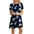 thumbnail image 1 of SMihono Robe d'Été Grande Taille pour Femmes 2023 Décontractée Unie Ample à Manches Courtes Robe Ample Robe à Imprimé Floral Robe à Imprimé Tournesol, 1 of 4