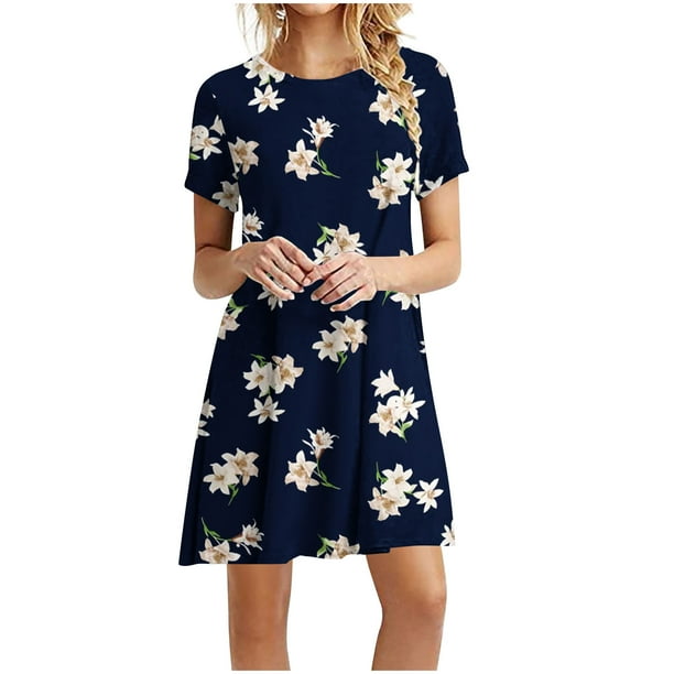 ClearanceSale Summer Dress for Women 2023 Short Sleeve Printing Floral