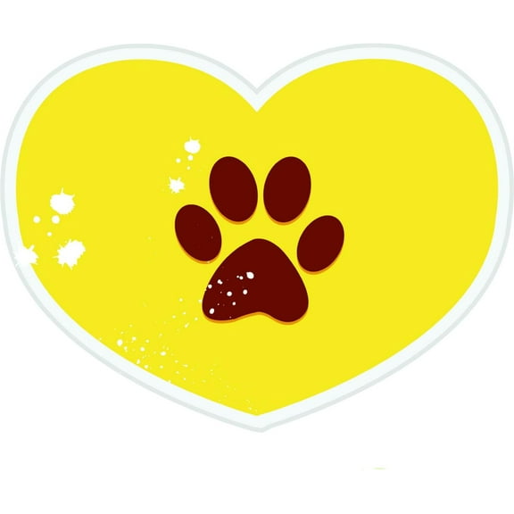 Design With Vinyl Artwork dog Yellow Heart With Pupppy Paw Print Wall Decal for Children - Doggie Man's Best Friend Always Loved Animals Themed Décor - Size: 18 In x 36 In