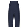 thumbnail image 5 of hoksml Women's High Waist Drawstring Pants, Casual Cotton Trousers with Pockets and Side Cutout Detail, 5 of 6