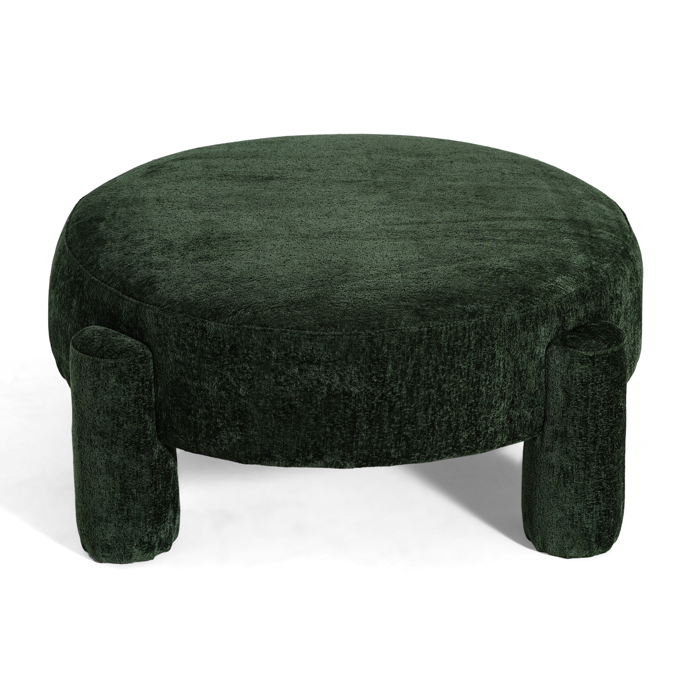Christopher Knight Home 40" Round Large Accent Ottoman, Fully Upholstered Velvet with Tube Legs, Green