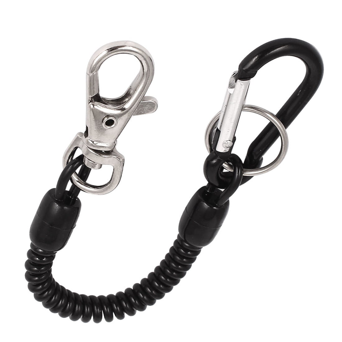 Unique Bargains Black Spiral Coiled Fishing Lanyard Wrist Coil Keychain for Hanging 1 PCS