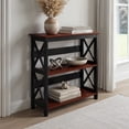 thumbnail image 2 of Convenience Concepts Oxford 3 Tier Bookcase Entryway Hall Table, Cherry/Black, 2 of 6