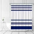 thumbnail image 2 of Navy Blue Striped Shower Curtain Blue and White Modern Farmhouse Boho Home Fabric Bathroom Decor Set with Hooks,70 W X 70 H, 2 of 3