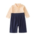 thumbnail image 2 of Mono de bebé tipo kimono japonés de manga larga, traje de bebé, mameluco, ropa para niños pequeños con abrigo azul, adecuado para niños de 12 a 18 meses, 2 of 6