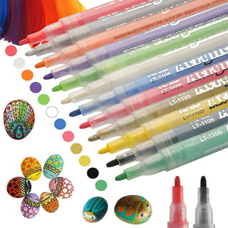 PINTAR Metallic Markers Paint - Metallic Paint Pens Fine Point - Fine Tip Paint  Pens - Acrylic Markers Paint Pens - Acrylic Paint Pens for Rock Painting,  Wood, Glass, Leather, Shoes - Pack of 14