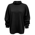 thumbnail image 5 of Women's Turtleneck Waffle Knit Sweatshirts Breathable Pullover Tops Fall Winter Casual Outfits Winter Clothing for Women (Black XL), 5 of 5