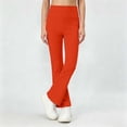 thumbnail image 2 of WAVSUF Girls Flare Leggings Elastic Waist Comfort Soft Skinny Fit Summer Sports Yoga Gym Pants Red Size 8, 2 of 10
