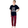 thumbnail image 4 of Ihaphap Family Matching Christmas Pajamas Set, Jesus Is The Reason For The Season Print Short Sleeve Tee & Red Buffalo Plaid Pants, Holiday Family PJs Sleepwear for Men Women Kids, 3-4T-Kid, 4 of 5
