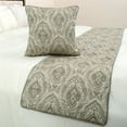 thumbnail image 4 of The HomeCentric King / Queen / Twin Grey Decorative Twin 53"x18" Bed Runner With 2 Pillow Cover, Quilted, Damask& Gold Zari Embroidery Bed Scarf on Silk fabric - Winifred, 4 of 5