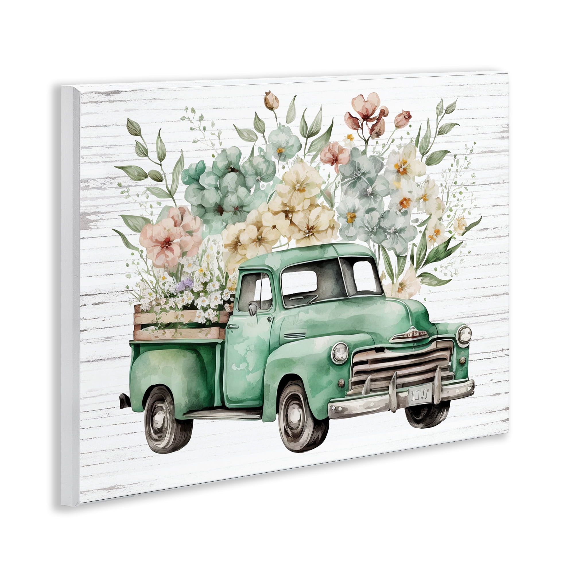 Stupell Industries Floral Filled Truck Transportation Painting Unframed Art Print Wall Art, 14 x 11