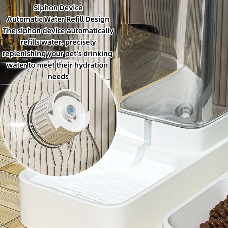 Gravity Automatic Cat Feeder & Water Dispenser Set, 3.3L Large Capacity - Includes Pet Food Bowl, Dog/Cat/Puppy/Kitten Waterer, White
