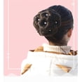 thumbnail image 3 of Scrunchie sintético de pelo Donut recto Updo postizos trenzados Clip en cabello de gran tamaño extensiones de Cosplay de boda para fiesta(Negro natural)(Diamantes blancos), 3 of 5