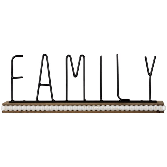 Northlight Metal "Family" Wood and Bead Decoration - 11.5"
