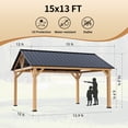 thumbnail image 4 of INTER HUT 15 x 13 Wood Gazebo, Outdoor Patio Steel Hardtop Gazebo, Cedar Framed Wooden Gazebo, 4 of 8