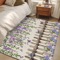 thumbnail image 5 of Rectangle Area Rug 4x6ft, Farmhouse Lavender Butterfly Non-Shedding Washable Area Rug, Retro Daisy Flower Linen Texture Non Slip Low-Profile Rugs for Living Room, Bedroom Dining Room, 5 of 9