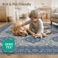 thumbnail image 4 of ODIKA 4'x6' Washable Area Rug Boho Scroll Bordered Distressed Geometric Border Beige Vintage Refined for Bedroom, Reading Nook, Pet Friendly & Non-Shedding, 4 of 7