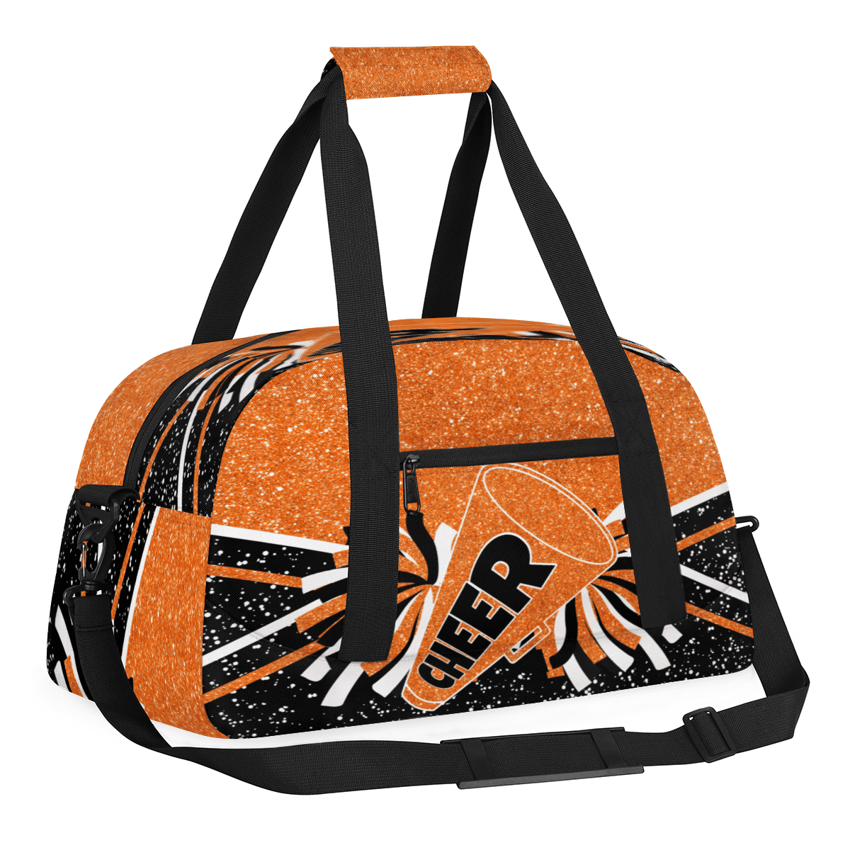 Herdesigns Cheer Bags Overnight Duffel Bags Cheerleading Orange Black Sport Gym Bag Travel Bag Travel Waterproof Weekender Bag Carry On Travel Tote Bag Dance Bags