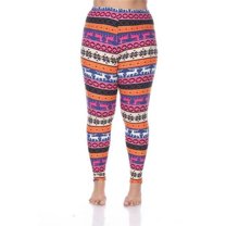 Plus Printed Leggings, Orange & Fuchsia - One Size