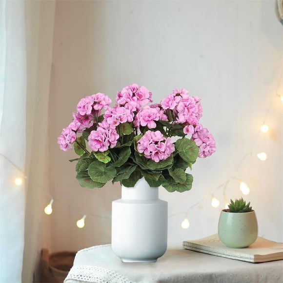 Simulation Begonia Geranium Fake Flowers Home Purple Plastic (Flowers*1 Bunch)