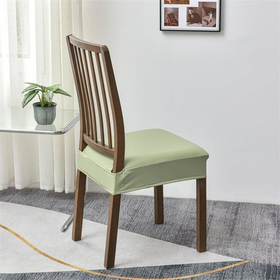 Stretch Leather Dining Chair Seat Covers, Washable Slipcovers for 16-21" Square Chairs, Oilproof Chair Protectors with Elastic Edges, Easy Install Removable Seat Covers