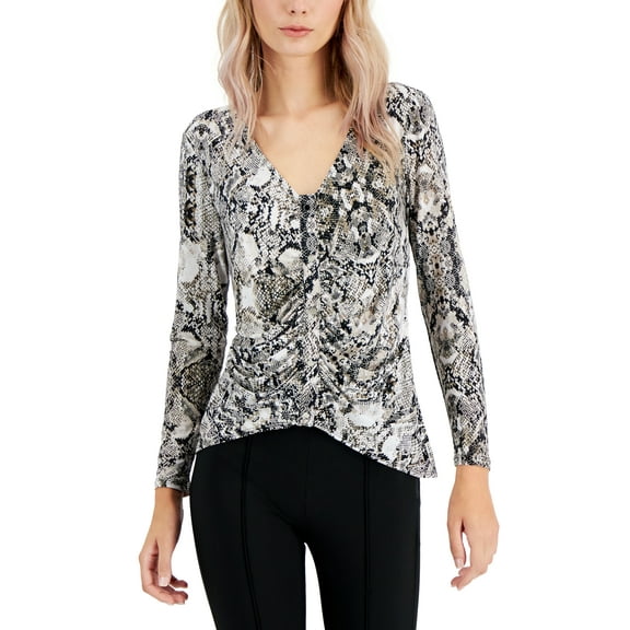 Petite Print Ruched Top Desert Snake PM