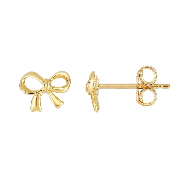 Boucles d'Oreilles Clous en Forme de Nœud Papillon en Or Jaune 14K