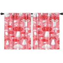 Blackout Kids Curtains,Red Mushroom Pattern Pink Pattern Childrens Insulated Curtains Set Of 2,Bedroom Essentials,Toddler Room Decor 42"x54"
