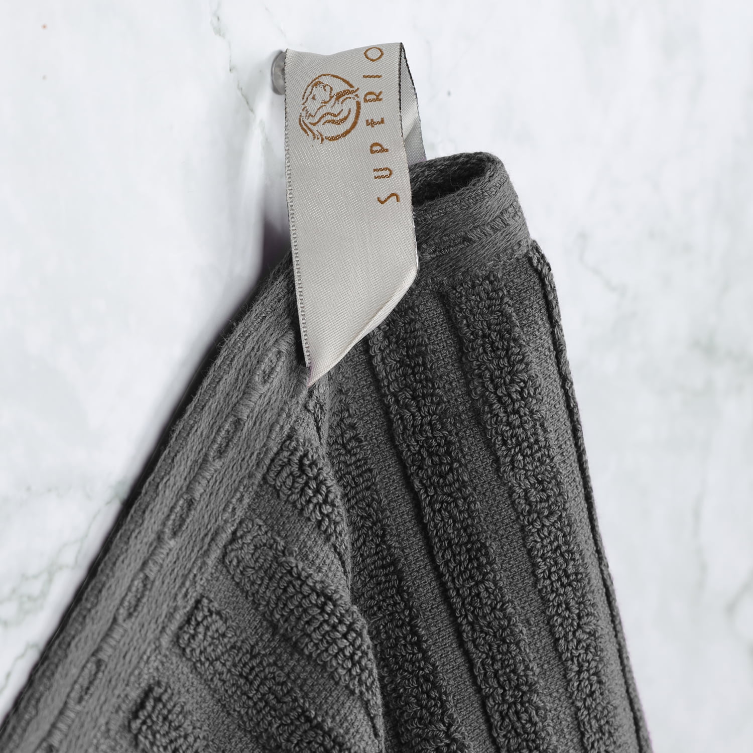 Superior Ribbed Cotton 6-Piece Charcoal Bath Sheet/ Hand Towel Set