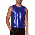 thumbnail image 5 of INSPIRE CHIC Metallic Tank Tops for Men's Holographic Sleeveless T-Shirt Disco Party Shiny Vest M Blue, 5 of 6
