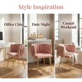 thumbnail image 6 of Set of 4 Modern Velvet Dining Chairs, Upholstered Woven Dining Chair with Golden Metal Legs, Upholstered Dining Chairs for Dining Room, Kitchen, Vanity, Living Room(Pink), 6 of 9