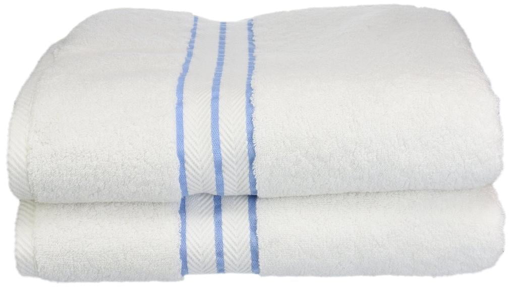 Hotel Collection 900 GSM Long Staple Combed Cotton 2Piece Bath Towel Set White/Light Blue