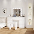 thumbnail image 3 of Large White Vanity Tables with Mirror and Light, 3 of 6