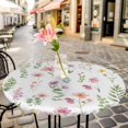 thumbnail image 4 of Pink Spring Floral Fitted Tablecloth with Elastic Edged, Round Table Cloth for Dining Table, Flowers Elegant Pastoral Leaves Waterproof Oil Proof Table Cover for Indoor Outdoor 36"-44", 4 of 8