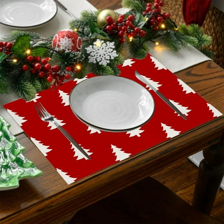 

Cotton And Linen Placemats Christmas Table Decorations Insulation Mats Kitchen And Dining Room Waterproofs Mats