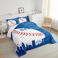 thumbnail image 3 of Feelyou Cartoon Baseball Athlete Queen Comforter Set for Boys, Blue Stripes Bedding Sets, Ball Sports Theme Reversible Bedding Comforter Set, Breathable Home Decor, 3-Piece, 3 of 8