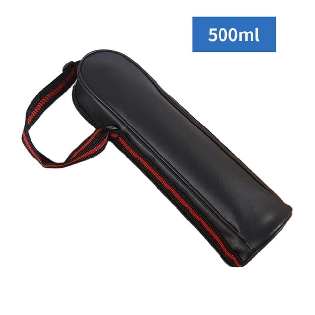 Lttoisl Housse de Bouteille d'Eau Isolée Noire pour Bouteilles de 350 ml à 1200 ml, Porte-Flasque Portable en Cuir Résistant à l'Eau avec Sangle Ajustable pour Voyages et Sports en Plein Air