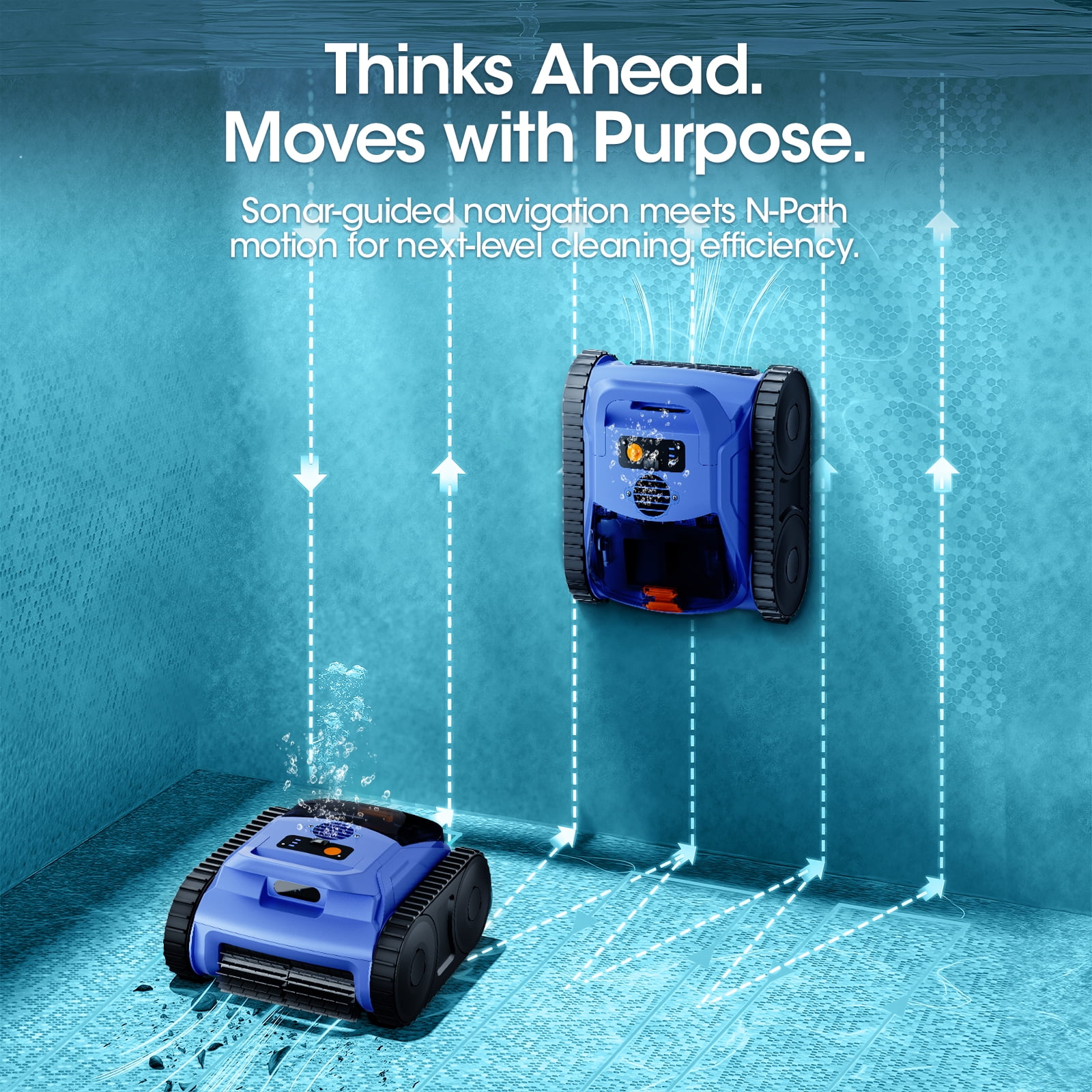 Cordless Robotic Pool Cleaner for In-Ground & Above-Ground Pools, Dual-Drive, Floor/Wall/Waterline Coverage, Easy-Clean Filter